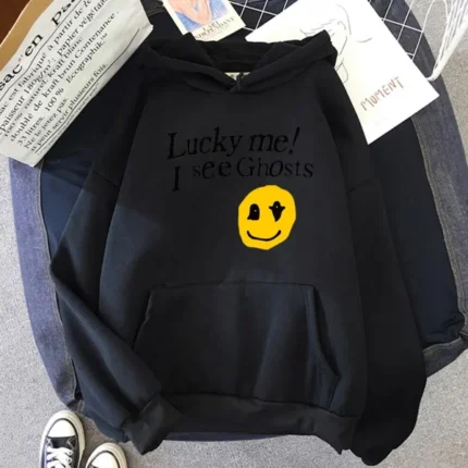 Lucky Me I See Ghosts print Hoodies